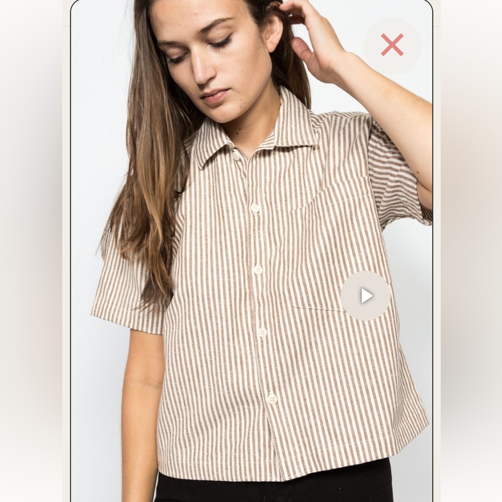 Casual Striped Tan and White Men's Shirt
